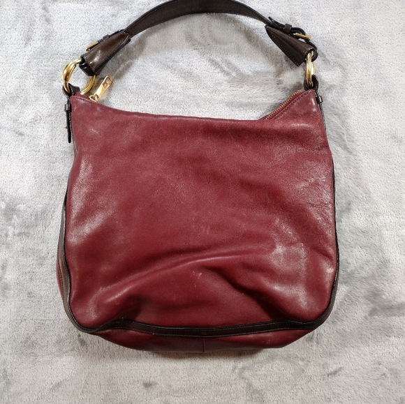 LAUREN Ralph Lauren Leather Maroon Hobo Shoulder Bag. - Picture 2 of 11